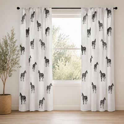 "Smart Living Tribal Zebra Curtains Pair With Tie Backs - Safari Animal Print- Multi - 66""x72""" - image 1