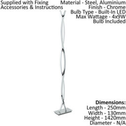 Adjustable Chrome Floor Lamp With Led Bulbs And Pedal Switch - thumbnail 2