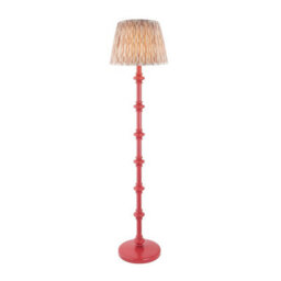 Luminosa Lighting Luminosa Carnaby Satin Pink Clay Paint Floor Lamp With Neutral Print Fabric Ikat Shade 35Cm B22 - thumbnail 1