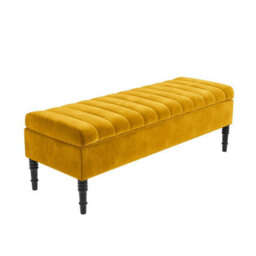 Safar 90Cm Ottoman Storage Bench - Plush Velvet Shoe Bench - Mustard Gold Lined Upholstery Storage Footstool - thumbnail 4