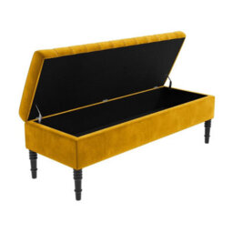 Safar 90Cm Ottoman Storage Bench - Plush Velvet Shoe Bench - Mustard Gold Lined Upholstery Storage Footstool - thumbnail 5