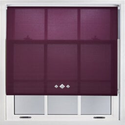 FURNISHED Trimmable Roller Blind With Triple Diamond Chrome Eyelet And Metal Fittings - Aubergine Daylight Shade (W)95Cm X (L)210Cm - thumbnail 1