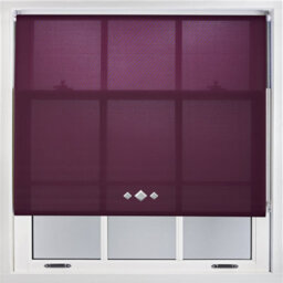 FURNISHED Trimmable Roller Blind With Triple Diamond Chrome Eyelet And Metal Fittings - Aubergine Daylight Shade (W)95Cm X (L)210Cm