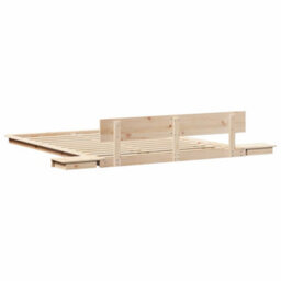 Walplus Modern Engineered Wood Floor Bed Frame With Bedside Table And Headboard For Bedroom - thumbnail 7