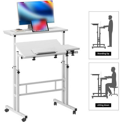 Standing Mobile Desk Adjustable Height Rolling Desk With Tilting Table - image 1