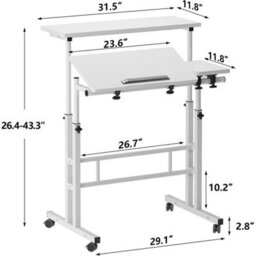 Standing Mobile Desk Adjustable Height Rolling Desk With Tilting Table - thumbnail 2