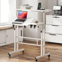 Standing Mobile Desk Adjustable Height Rolling Desk With Tilting Table - thumbnail 3