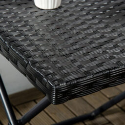 Outsunny Folding Square Rattan Coffee Table W/ Steel Frame Bistro Garden Black - thumbnail 9