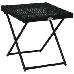 Outsunny Folding Square Rattan Coffee Table W/ Steel Frame Bistro Garden Black - thumbnail 2