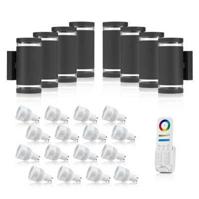 Auraglow Double Up & Down Wide Pillar Wall Light - Astra - Colour Changing With 8 Zone Remote - 8 Pack - image 1