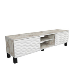 Decorotika Lukas Tv Stand Tv Unit For Tvs Up To 64 Inch White Marble Effect And White - thumbnail 6