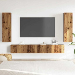 Berkfield Modern Wall Mounted Tv Cabinets 4 Pcs Old Wood Engineered Wood - thumbnail 3