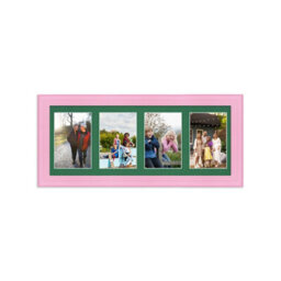 AK Frames 50X20Cm Pastel Pink Classic Multi Photo Frame With Emerald Mount - Holds 4 Apertures (4X) 6X4 Photos