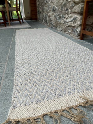Second Nature Online Greta Soft Bedroom Rug Grey Pale Herringbone Pattern / 70 Cm X 200 Cm - image 1