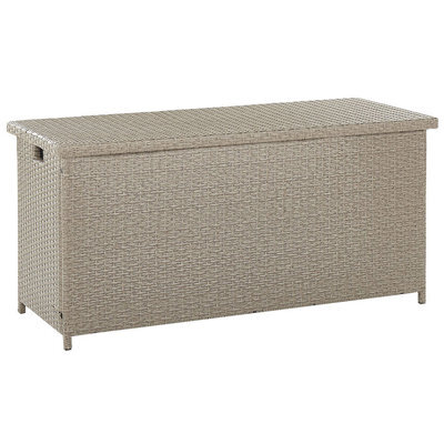 Beliani Outdoor Storage Box Beige Faux Rattan 126 X 46 X 63 Cm - image 1