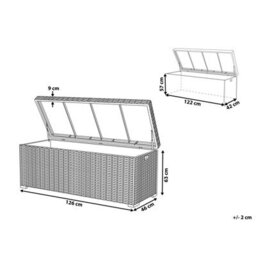 Beliani Outdoor Storage Box Beige Faux Rattan 126 X 46 X 63 Cm - thumbnail 4