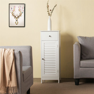 Yaheetech White Bathroom Floor Storage Cabinet With Drawer And Single Shutter Door - image 1