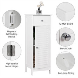 Yaheetech White Bathroom Floor Storage Cabinet With Drawer And Single Shutter Door - thumbnail 4