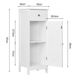 Yaheetech White Bathroom Floor Storage Cabinet With Drawer And Single Shutter Door - thumbnail 3