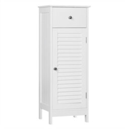 Yaheetech White Bathroom Floor Storage Cabinet With Drawer And Single Shutter Door - thumbnail 2