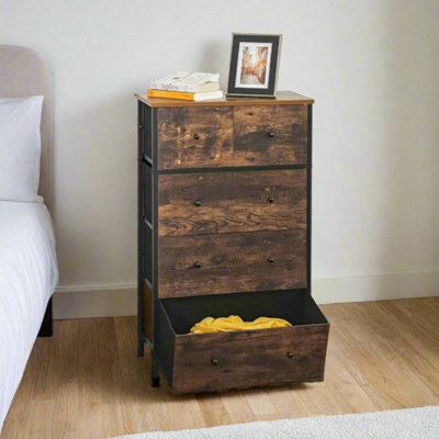 Modcraft Chest Of Drawers With 5-Drawer Fabric Storage Organizer Unit With Wood Handles - image 1