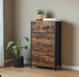 Modcraft Chest Of Drawers With 5-Drawer Fabric Storage Organizer Unit With Wood Handles - thumbnail 4