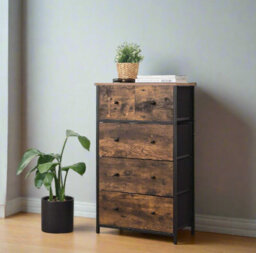 Modcraft Chest Of Drawers With 5-Drawer Fabric Storage Organizer Unit With Wood Handles - thumbnail 2