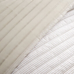 Catherine Lansfield Stripe Quilted Reversible 220X230Cm Bedspread Natural - thumbnail 2