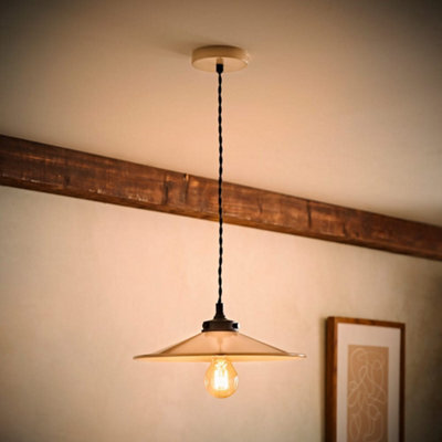Valuelights Hampstead Natural Rolled Edge Tapered Pendant Ceiling Light And Bulb - image 1