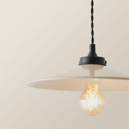 Valuelights Hampstead Natural Rolled Edge Tapered Pendant Ceiling Light And Bulb - thumbnail 3