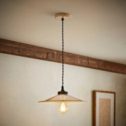 Valuelights Hampstead Natural Rolled Edge Tapered Pendant Ceiling Light And Bulb - thumbnail 5