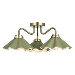 Happy Homewares Designer Ceiling Light With Soft Olive Green Scalloped Metal Shades - thumbnail 5