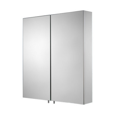 Croydex Finchley Satin Double Bathroom Wall Cabinet With 2 Mirror Doors (H)690mm (W)600mm - image 1