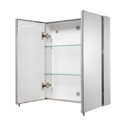 Croydex Finchley Satin Double Bathroom Wall Cabinet With 2 Mirror Doors (H)690mm (W)600mm - thumbnail 3