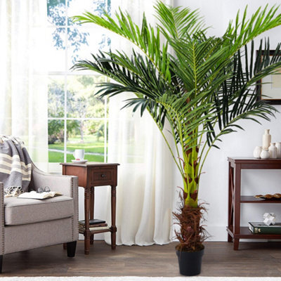 Living And Home Artificial Plant Artificial Tree Indoor Outdoor Decorative Plant Fake Palm Tree In Black Pot H 180 Cm - image 1