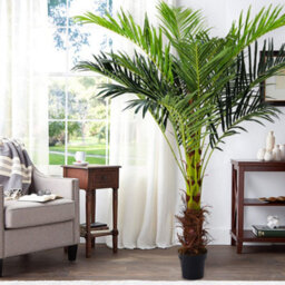 Living And Home Artificial Plant Artificial Tree Indoor Outdoor Decorative Plant Fake Palm Tree In Black Pot H 180 Cm - thumbnail 1