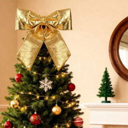 Extra Large Gold Christmas Bow 60X70Cm Luxury Metallic Decorative Bow For Tree Topper Front Door Wreaths And Garlands Gold - thumbnail 6
