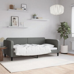 Berkfield Day Bed Dark Grey 90X190 Cm Fabric - thumbnail 1