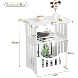 Square-Small Bedside Table Cabinet Side End Coffee Tea Table Nightstand Storage Shelf - thumbnail 2