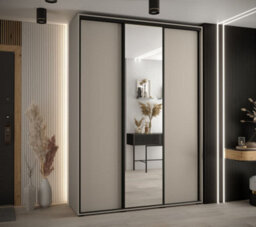 Arte Dakota Iii Sleek Cashmere Sliding Door Wardrobe 1700mm H2350mm D600mm - Three Doors, One Mirrored, Two Hanging Rails, Ten Shelves - thumbnail 2