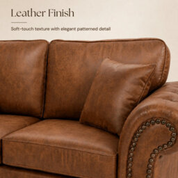 Gamzo Outlet 3+2 Seater Sofa Set Full Back Leather Couch With Strong Wooden Frame And Padded Curved Arms - thumbnail 4
