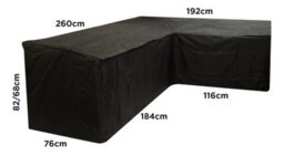 Woodside Black L Shape Outdoor Dining Waterproof Patio Set Cover Rattan, Medium Left Side Long - thumbnail 4