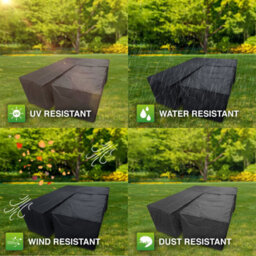 Woodside Black L Shape Outdoor Dining Waterproof Patio Set Cover Rattan, Medium Left Side Long - thumbnail 7