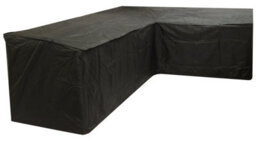 Woodside Black L Shape Outdoor Dining Waterproof Patio Set Cover Rattan, Medium Left Side Long - thumbnail 2