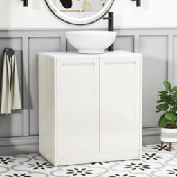 Royal Bathrooms Royal Bathroom Elmore 700mm Classic White Freestanding Bathroom Vanity Unit 2 Door Plain White Worktop With Breeze Basin - thumbnail 1
