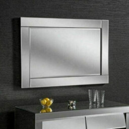 Biznest Large Chloe Silver Glass Frame Rectangle Bevelled Modern Wall Mirror 90X60Cm Decor Mirror Gift - thumbnail 1