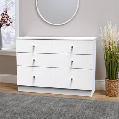 Yarmouth Ready Assembled Matt White No Effect 6 Drawer Chest (H)785mm (W)1100mm (D)390mm - image 1