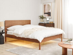 Beliani Bed With Led Wood Boisset 160 X 200 Cm (Eu King Size) Dark Brown - thumbnail 2