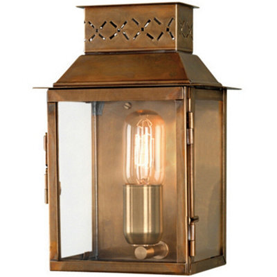 Stylish Outdoor Ip44 Aged Brass Wall Light With Led E27 Bulb