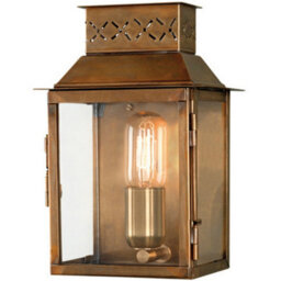 Stylish Outdoor Ip44 Aged Brass Wall Light With Led E27 Bulb